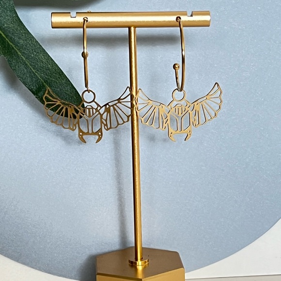 Egyptian Winged Beetle Hoops - Protection Hoops - Ancient Egyptian Hoops - Picture 9 of 9